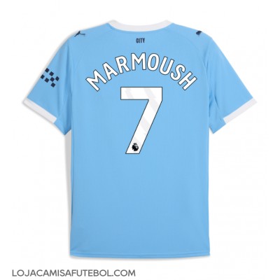 Camisa de Futebol Manchester City Omar Marmoush #7 Equipamento Principal 2025-26 Manga Curta Camisa de Futebol Manchester City Omar Marmoush #7 Equipamento Principal 2025-26 Manga Curta